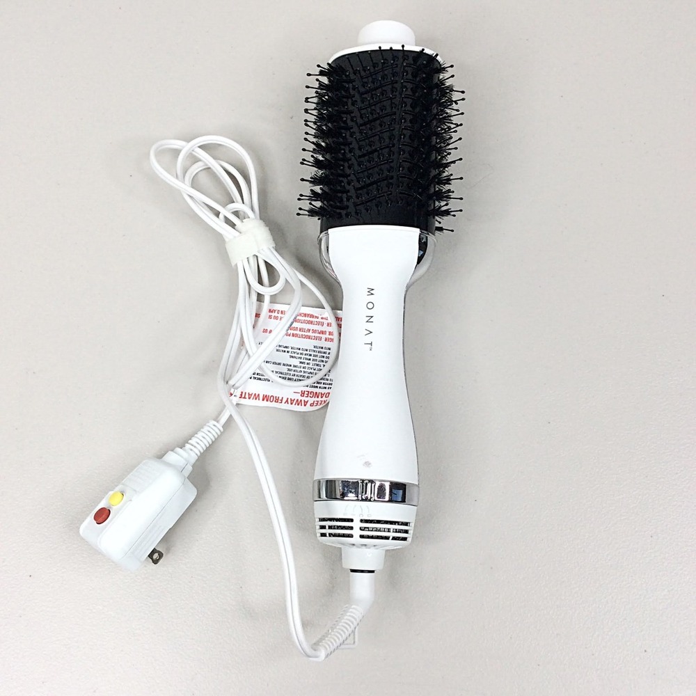 MONAT Double Duty Hairdryer Volumizing Hot Air Brush Styling Tool White